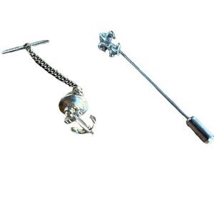 Vintage Fleur de Lis Tie Tack & Anchor Tie Tack